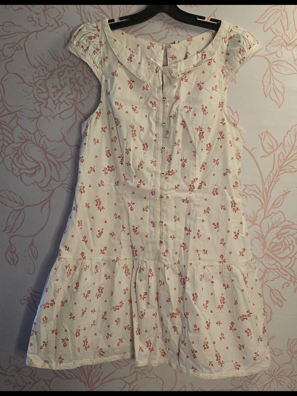 Free People Cream Mini Dress with Pink Floral Motif